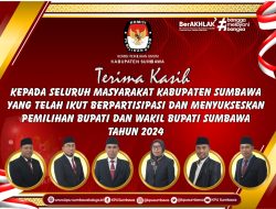 KPU Sumbawa Mengucapkan Terimakasih kepada Seluruh Masyarakat Sumbawa atas Partisipasinya Menyukseskan Pemilihan Bupati dan Wakil Bupati Sumbawa Tahun 2024